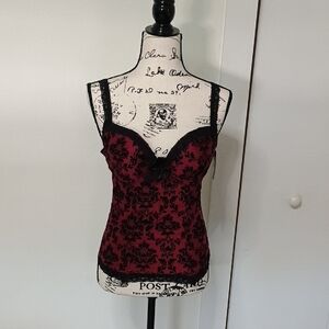 Burgundy and Black Floral Corset